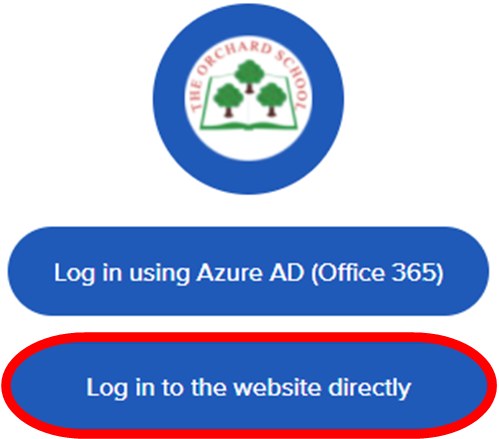 screenshot of the parent portal log in page
